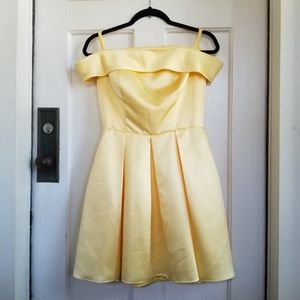 JJ's House Yellow Off the Shoulder Formal Mini Dress